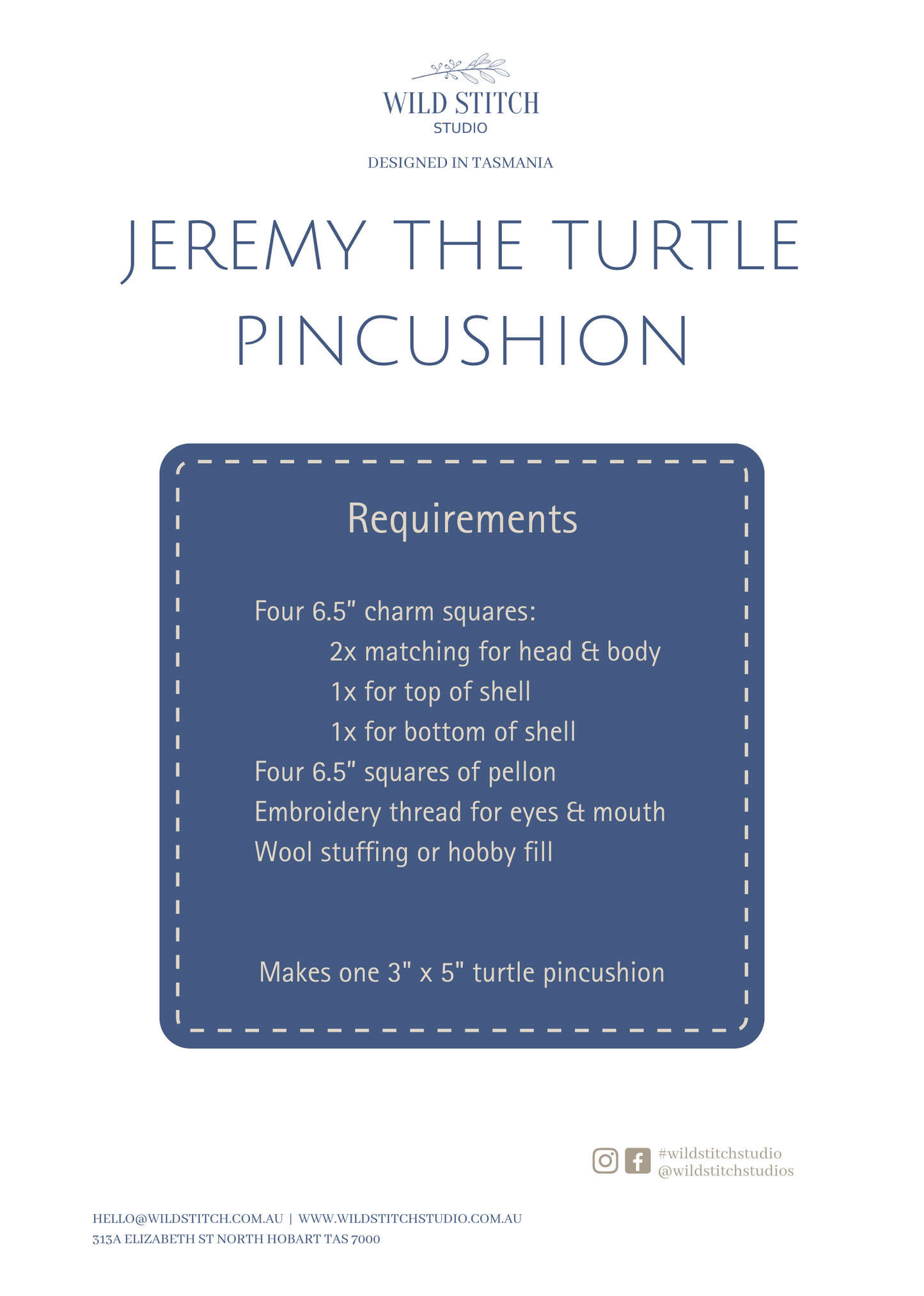 Jeremy the Turtle Pincushion PDF Sewing Pattern