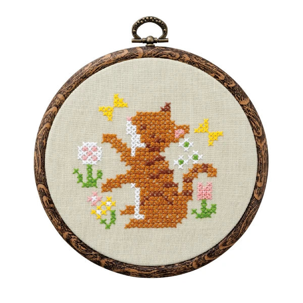 COSMO Coloring-Book Like Cross Stitch Kit Cat