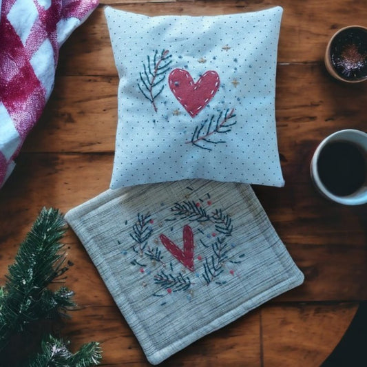 Christmas Pine Boughs Mini Stitchery Collection Pattern - Wild Stitch Studio
