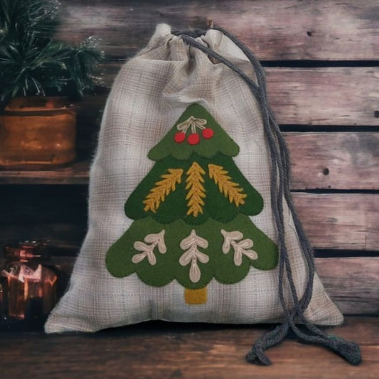 Festive Folk Tree Gift Bag Pattern - Wild Stitch Studio