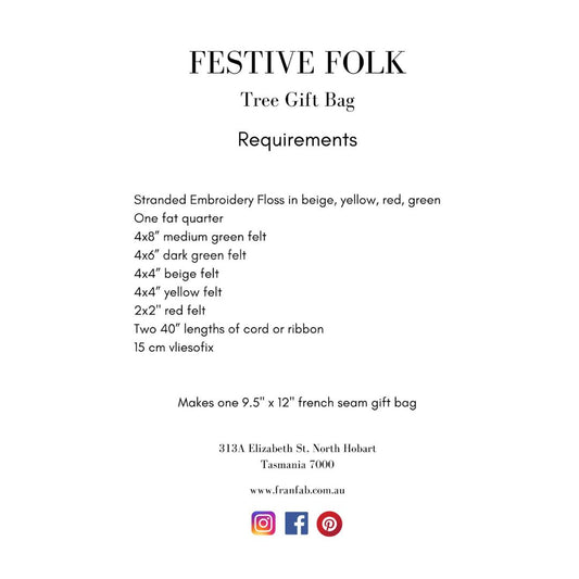 Festive Folk Tree Gift Bag Pattern - Wild Stitch Studio