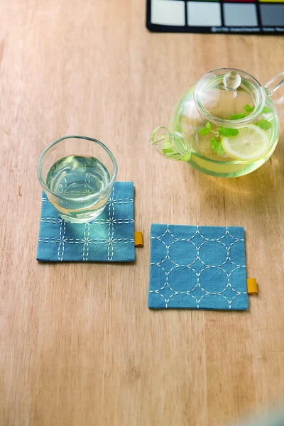 COSMO Sashiko Embroidery Coaster Pair Kit