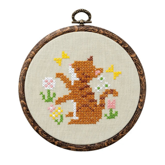 COSMO Coloring-Book Like Cross Stitch Kit Cat